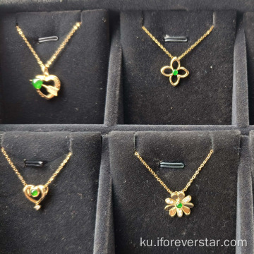 18k Zêrîn Zêrîn Jadeite Pendant Charms